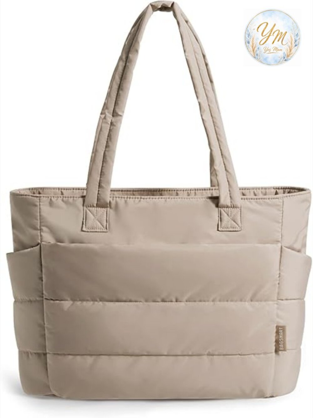 Lightweight Puffy Tote Bag with Compartments Shoulder Handbag Travel Work Gym